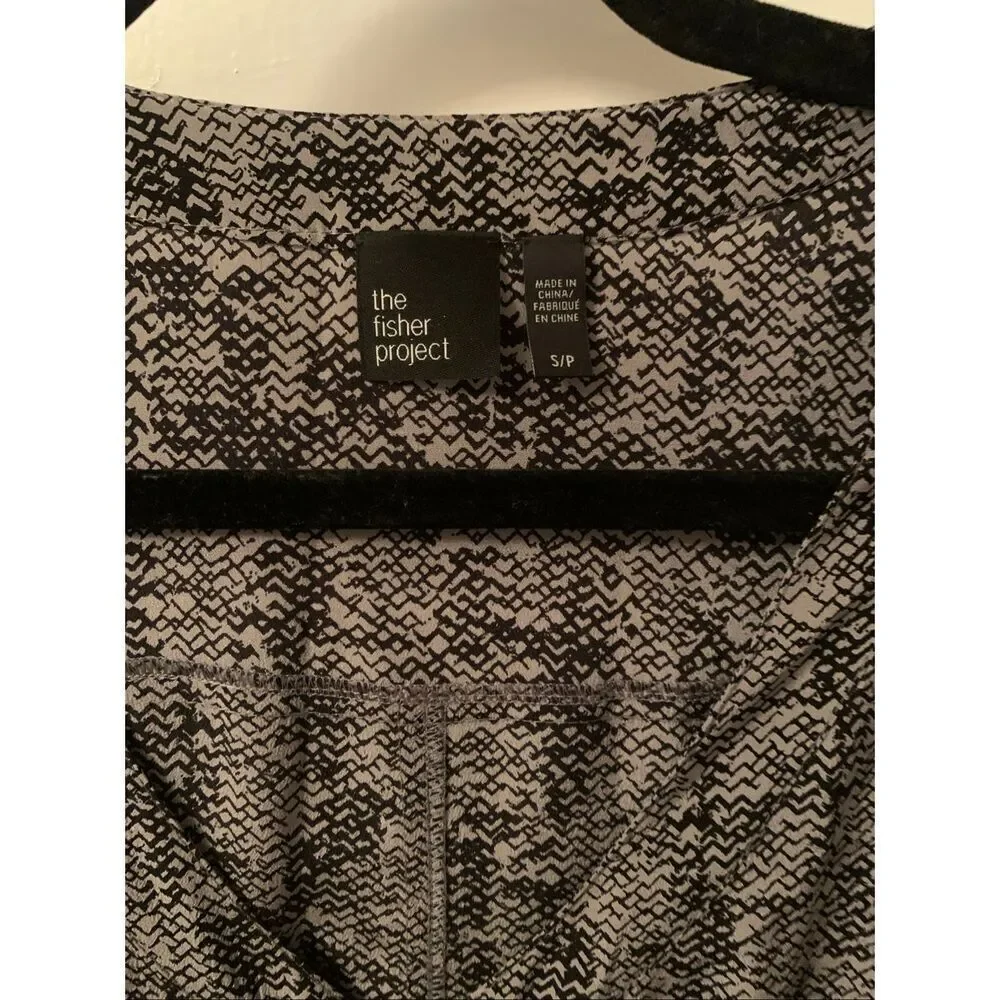 Eileen Fisher Silk Dress Small | Abstract Print Sleeveless Drawstring Waist